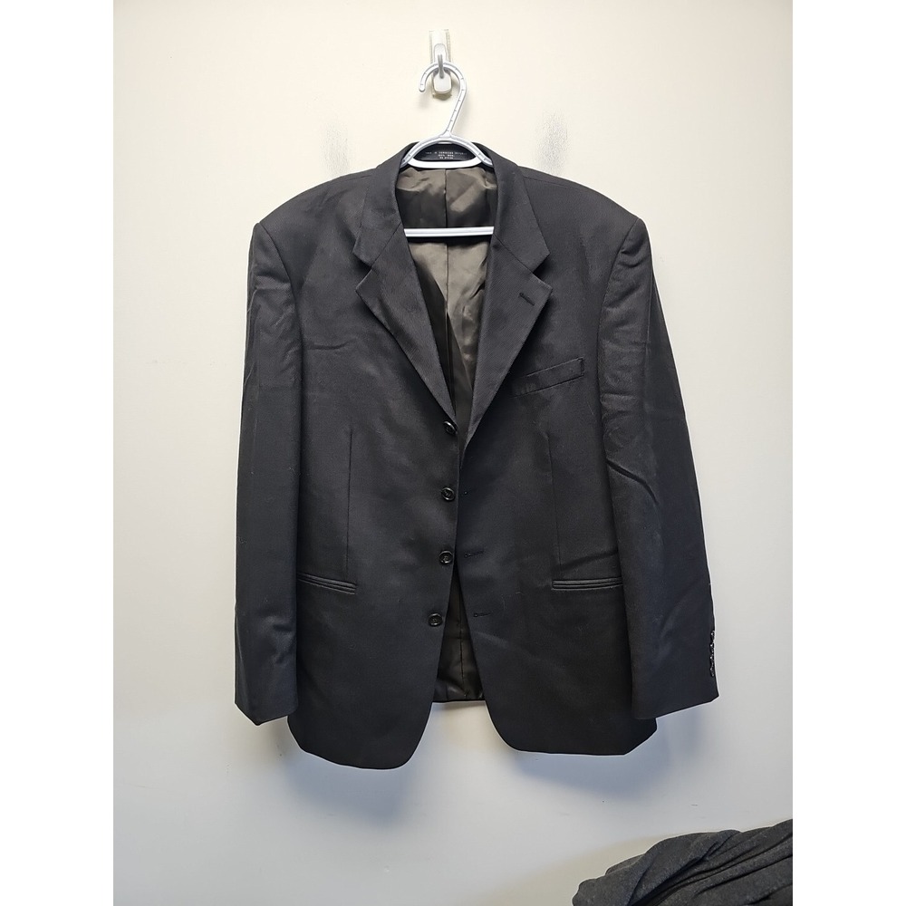 Paulo Solari Mens Black 100% Wool 3 Button Athletic Fit Blazer Sport Coat 44-46